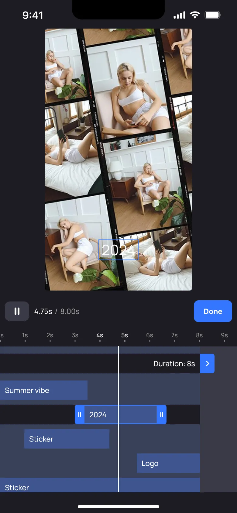 Animi timeline with clips